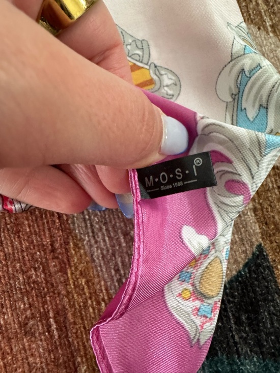 Silk-Feel Pink Paisley & Chain Print Scarf - Picture 5 of 7